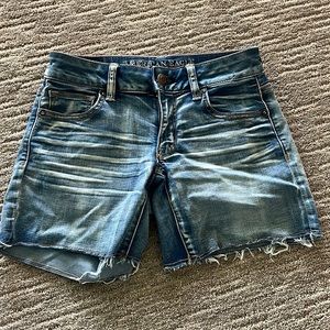 American eagle denim shorts, fringe at bottom, super flattering